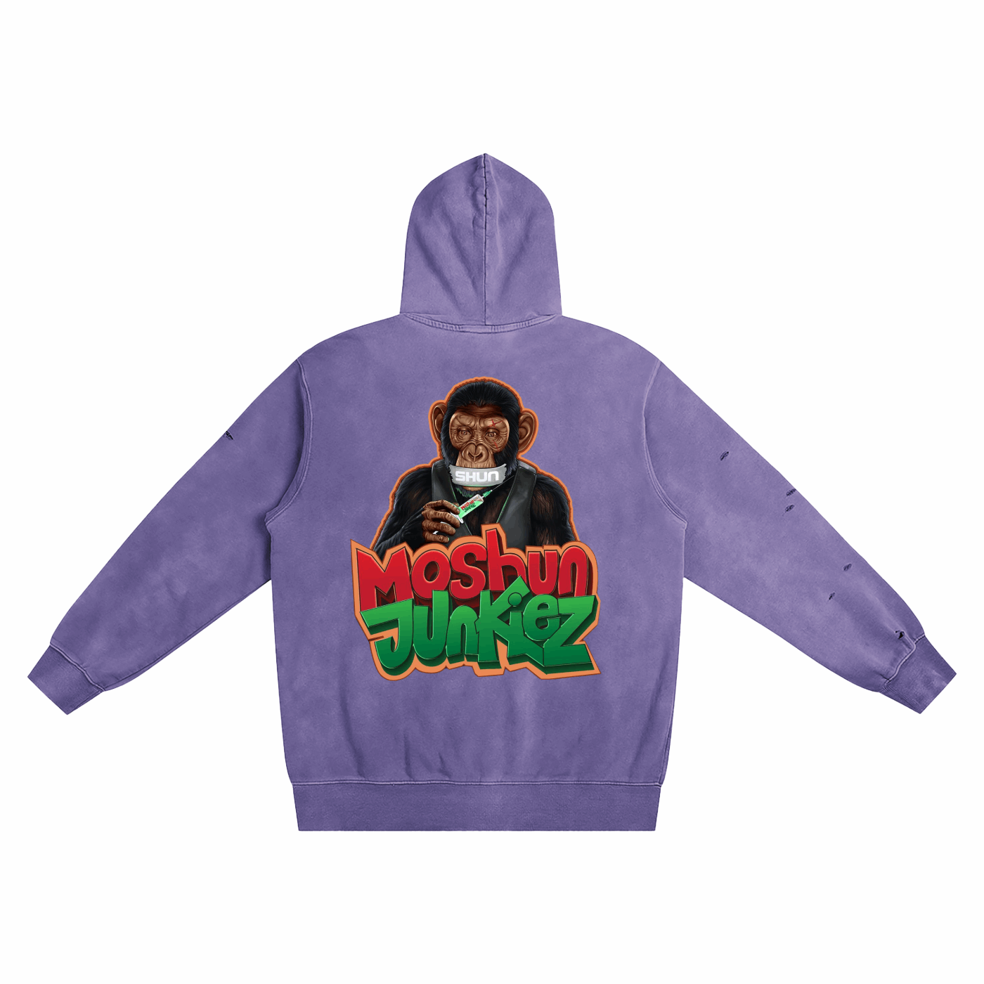 Heavyweight Pure Cotton Hand-Frayed Monkey Washed Hoodie