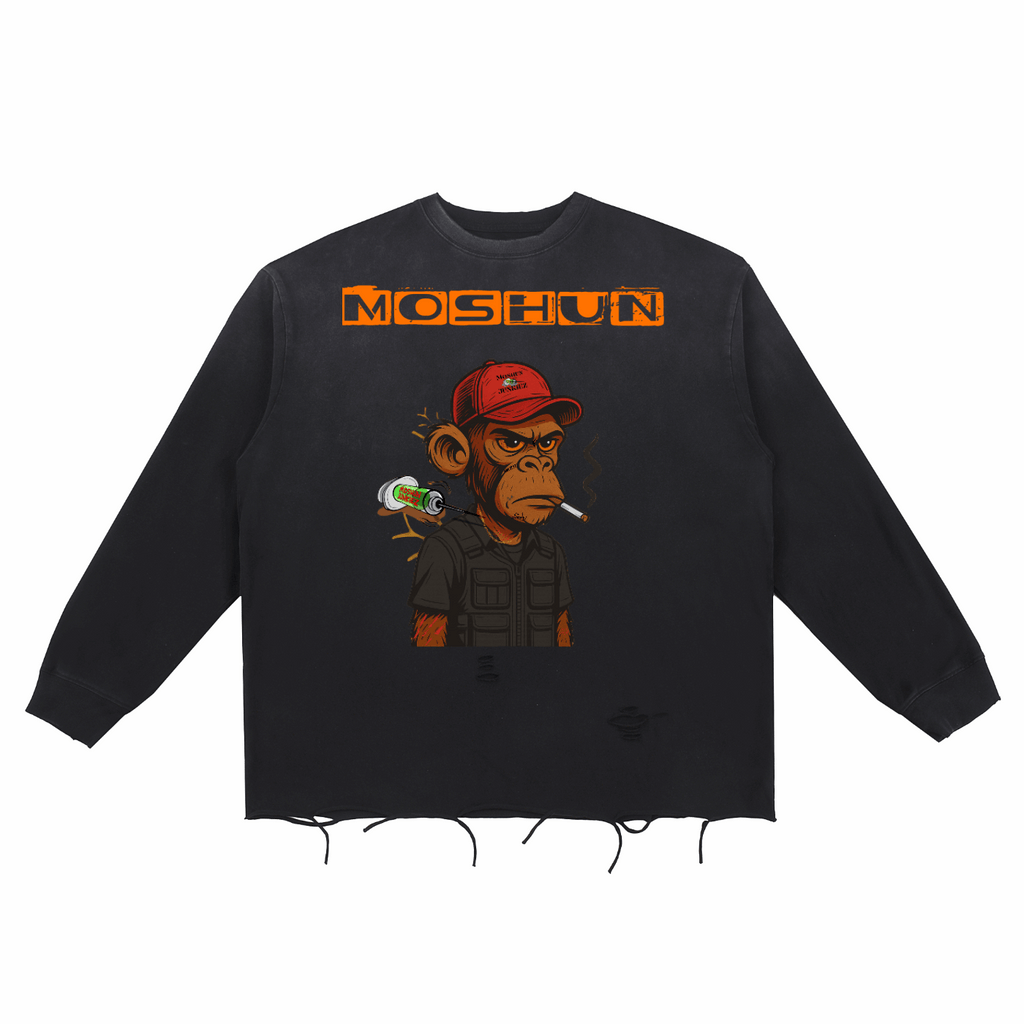 Snow Wash Raw Edge Cotton T-Shirt