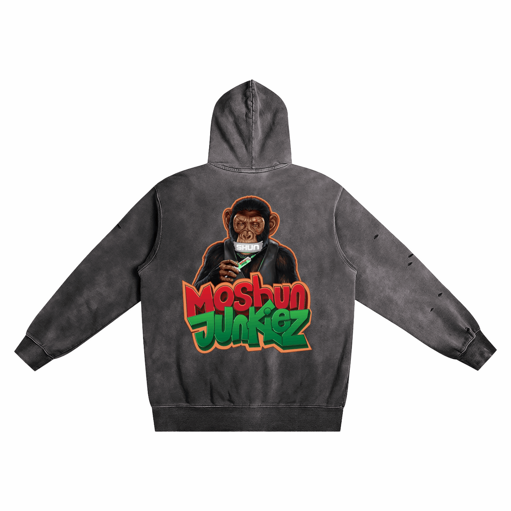 Heavyweight Pure Cotton Hand-Frayed Monkey Washed Hoodie