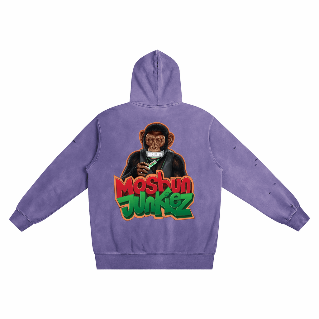 Heavyweight Pure Cotton Hand-Frayed Monkey Washed Hoodie