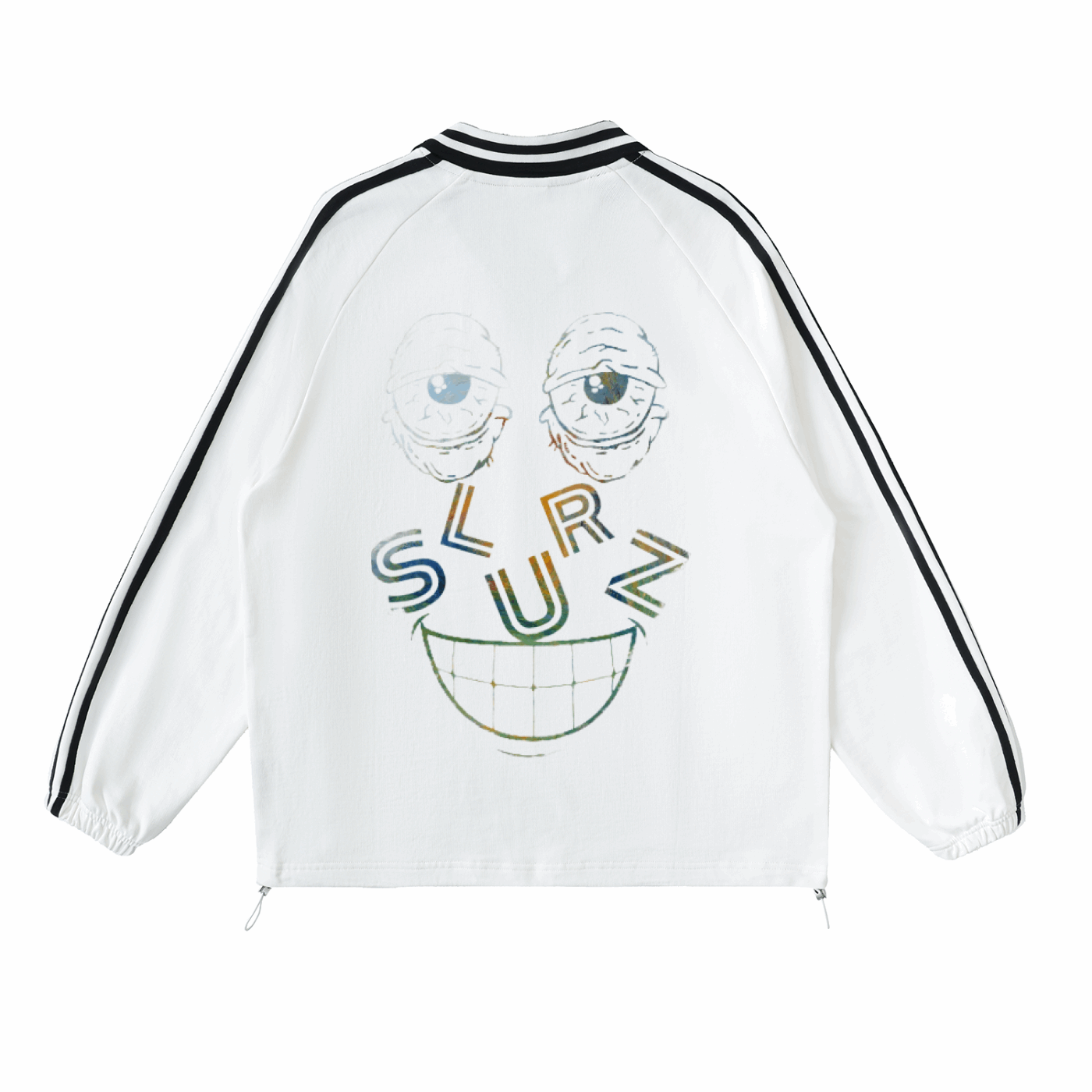 Contrast Striped Lapel Collar Sweatshirt