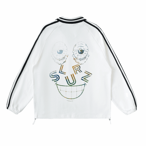 Contrast Striped Lapel Collar Sweatshirt